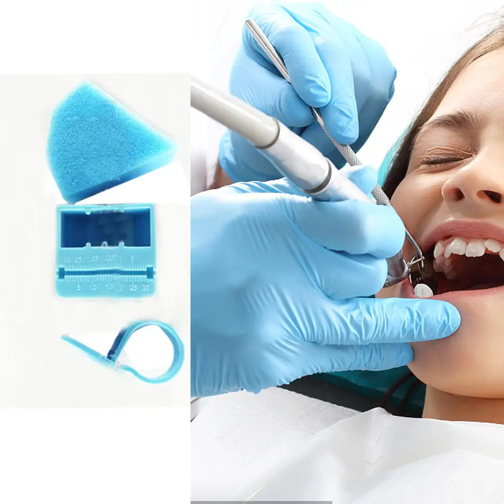 

Dental Endo File Clean Finger Ring Ruler Plastic Drills Block Holder with Measuring Table Cleaning Sponge Dentist Products