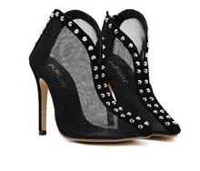 DijiGirls women high heels sandals 12cm new fashion Woman Sandal Exposed Toe Women Sandals Rome rivets