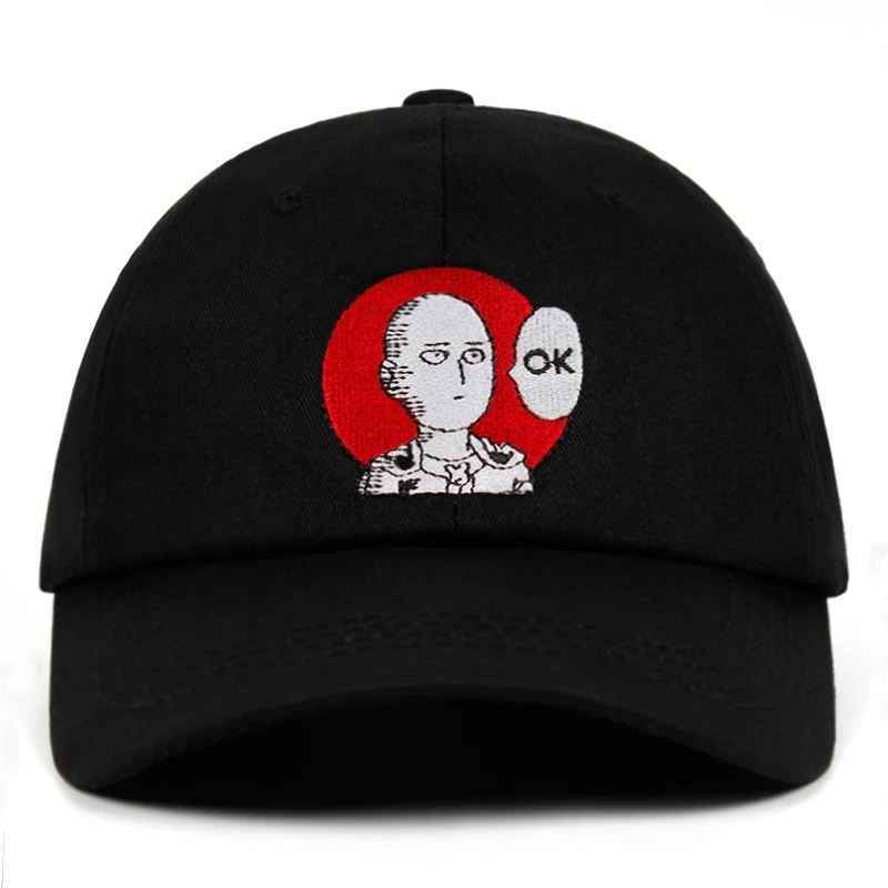 

100% Cotton one punch man Saitama Dad Hat embroidery Baseball Cap Anime fan Hat for Women Men ok Man One Punch Man Snapback