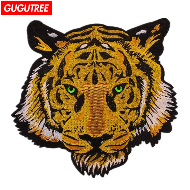 

GUGUTREE embroidery patches big tiger patches,large back patch,heart eye badges for jackets