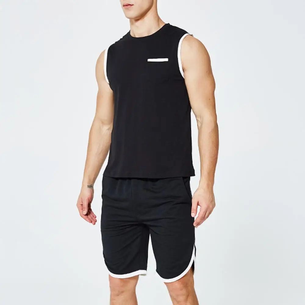 

Europe Size Sporting Mens Sleeveles Vest Pants Suits Moletom Short Summer Tracksuit 2 Piece Tank Clothing Pullovers shorts Sets