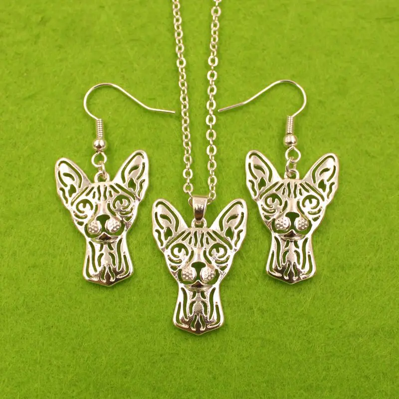 Mdogm Sphynx Кот животные Ювелирные наборы ожерелье серьги Подвеска для женщин мужчин