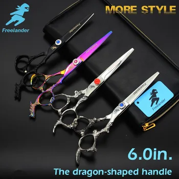 

6.0in. Freelander More Style/Color The Dragon Handle Has Profissional Hairdressing Scissors Barber Shears High Quality Salon
