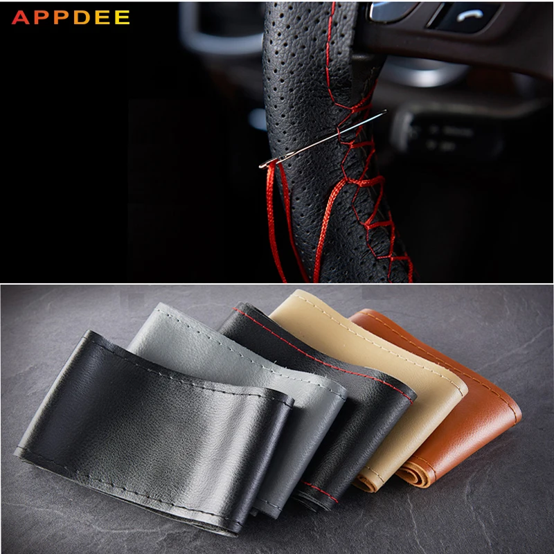  Non-slip breathaCar Steering Wheel Cover soft Leather Braid on the Steering Wheel Cover of Car  Interior Accessories 