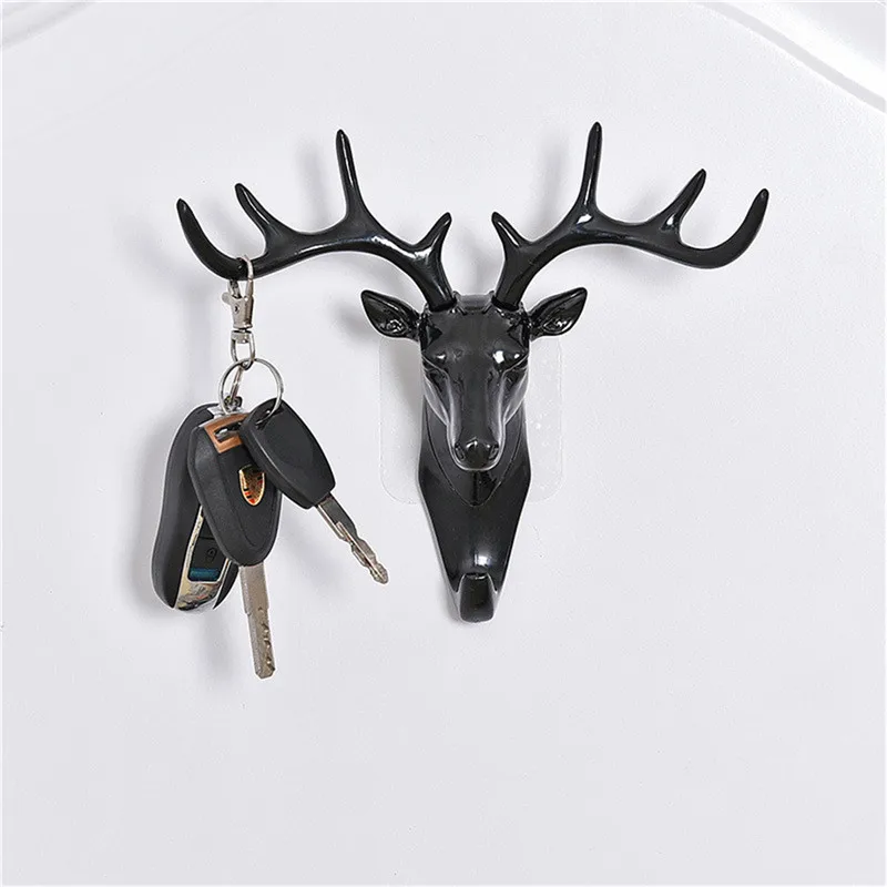 

Wall Hook Deer Head Modeling Creative Christmas Decoration Hanger Suction Cup Living Room Bedroom Coat Key Self Adhesive