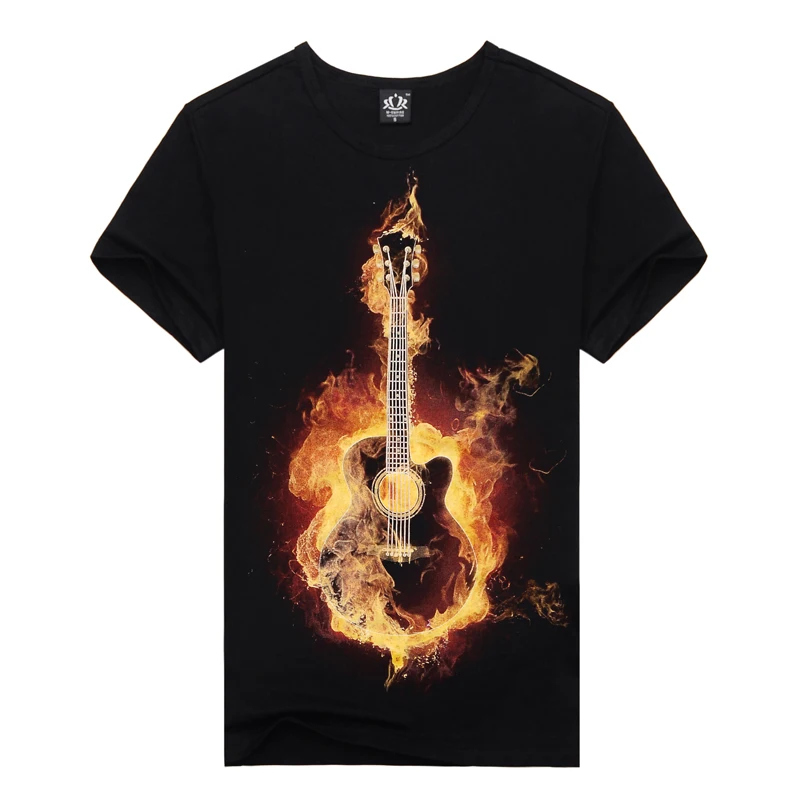Camiseta para hombre algodón talla grande Camiseta Homme verano manga corta hombres camisetas masculinas camisetas Camiseta 3D estampado guitarra