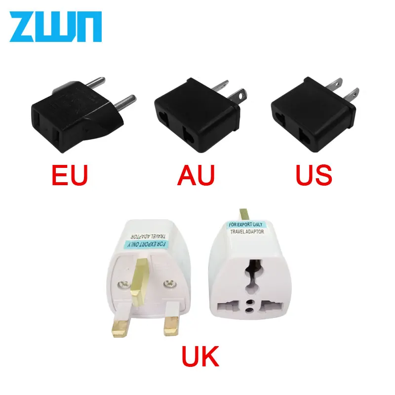1 PC EUA REINO UNIDO AU Para EU Plug EUA Para Euro Universal De Viagem A Europa Adaptador de Tomada de Parede AC Carregador De Energia conversor 2 Tomada Pino Redondo