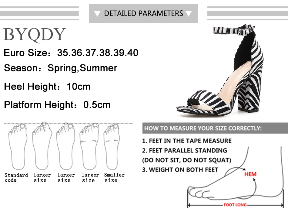 BYQDY; Новинка; модная обувь с принтом зебры; женские босоножки; женские туфли-гладиаторы на высоком каблуке; модельные Босоножки с открытым носком на каблуке; Размеры 35-40