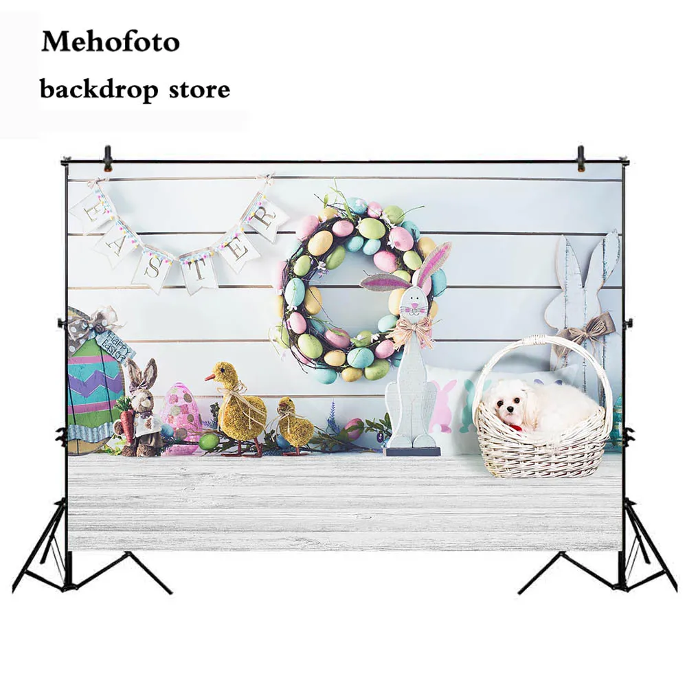 

Mehofoto Easter Background Wooden Floor Rabbit Photo Booth Studio Eggs Photography Backdrop Happy Holiday Birthday Party 276