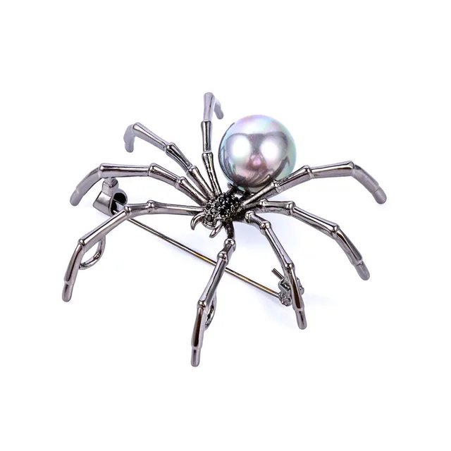 Unisex Personalized Insect Brooch Pins Imitation Pearl Spider Brooches for Women Men Coat Dress Scarf Jewelry Accessories