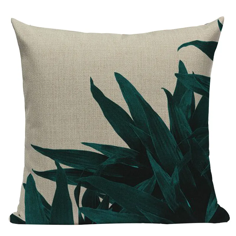 Наволочка для подушки с изображением растений, тропические джунгли, зеленые листья, декоративные подушки для домашнего дивана, квадратные льняные подушки с принтом, 45 см x 45 см - Цвет: L330-7