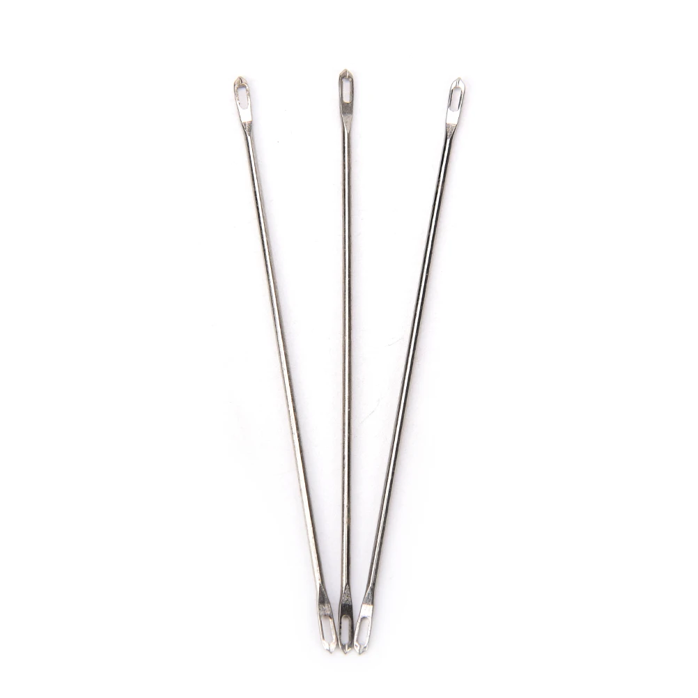 

2 PCS Double Eyed Transfer Turn Line Needle Vice Knitting Machine Accessory Sliver Home DIY Handmade Craft Sewing Tools 9.1cm