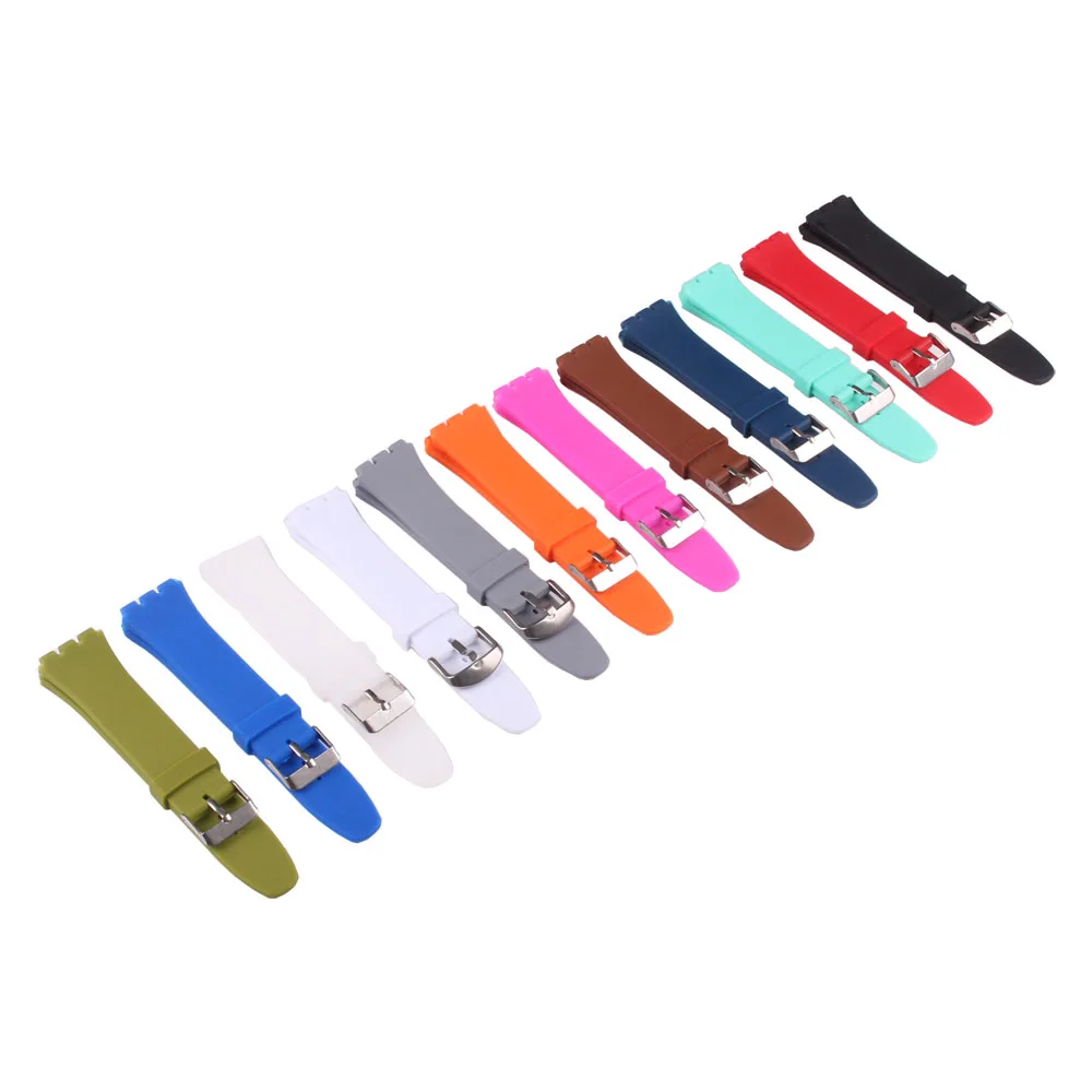 

Silicon Rubber 12mm 17mm 19mm Bright-Colored Solid Watch Multi Color Army Military watchbands Strap Bands Buckle 18mm For swatch