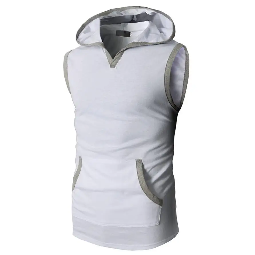

2018 New gyms Brand Mens Tank Top bodybuilding Men Workout Vest with Hooded gyms Undershirt Mens Sleeveless Shirt Vest CYM&40