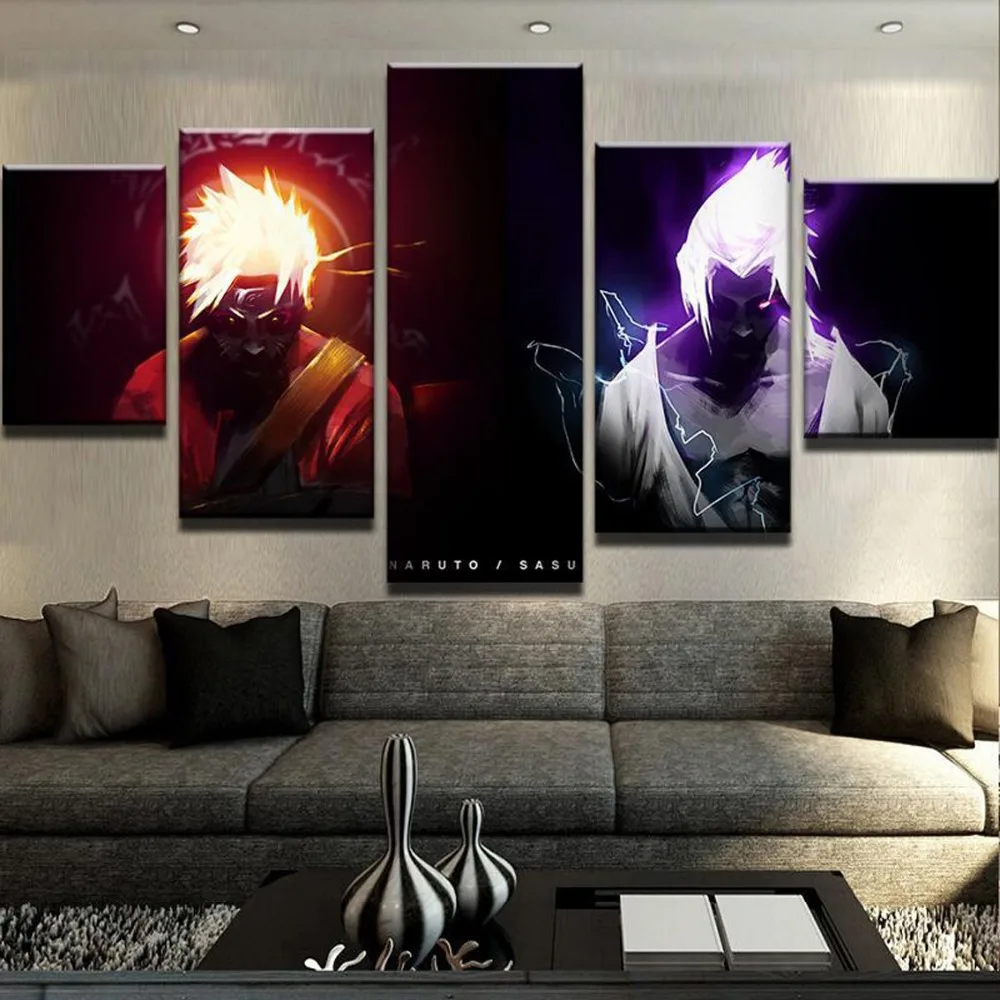 

New 5 Piece Canvas Art Naruto VS Sasuke Anime Cuadros Decoracion Paintings on Canvas Wall Art for Home Decorations Wall Decor