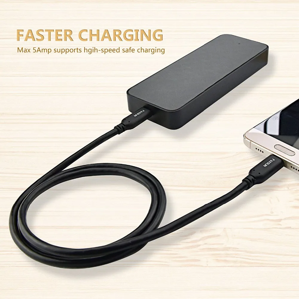 USB C كابل 3.1 شاحن سريع نوع C-C الطاقة الحبل 100 W 10 جيجابايت في الثانية Gen2 ل جديد ماك بوك ، chromebook بكسل ، نيكزس 5X/6 p ، Lumia 950/950XL