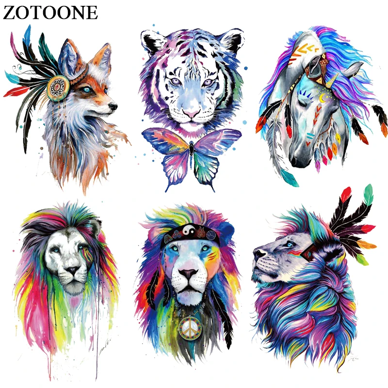 Цветные нашивки ZOTOONE с животными помощью утюга сделай сам декоративная