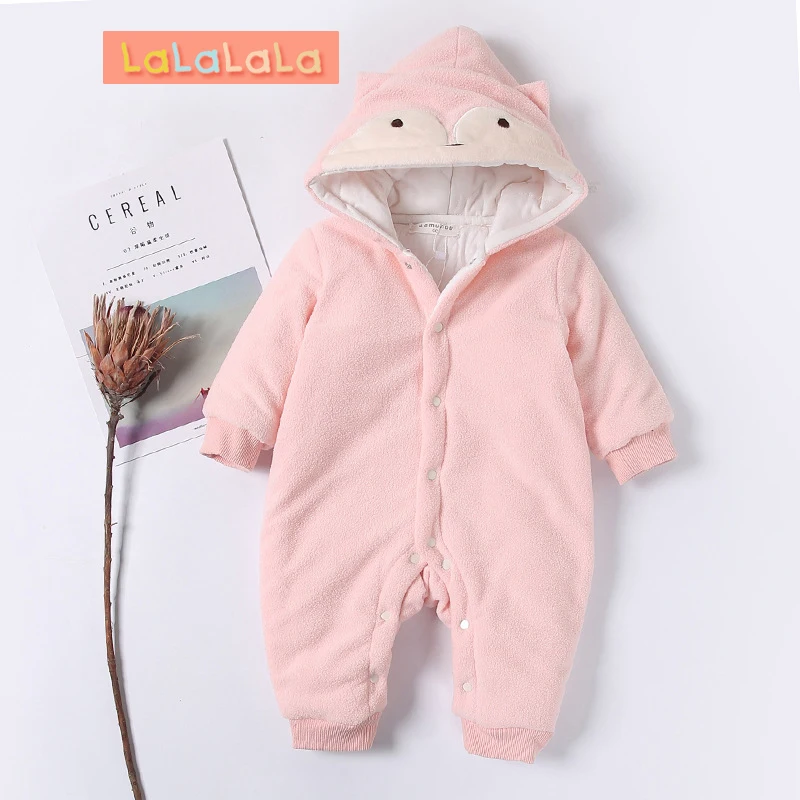 

Baby Bodysuits 2018 winter new Baby Clothing Newborn Long sleeve warm jumpsuit baby hooded Bodysuits baby Cartoon Climbing suit