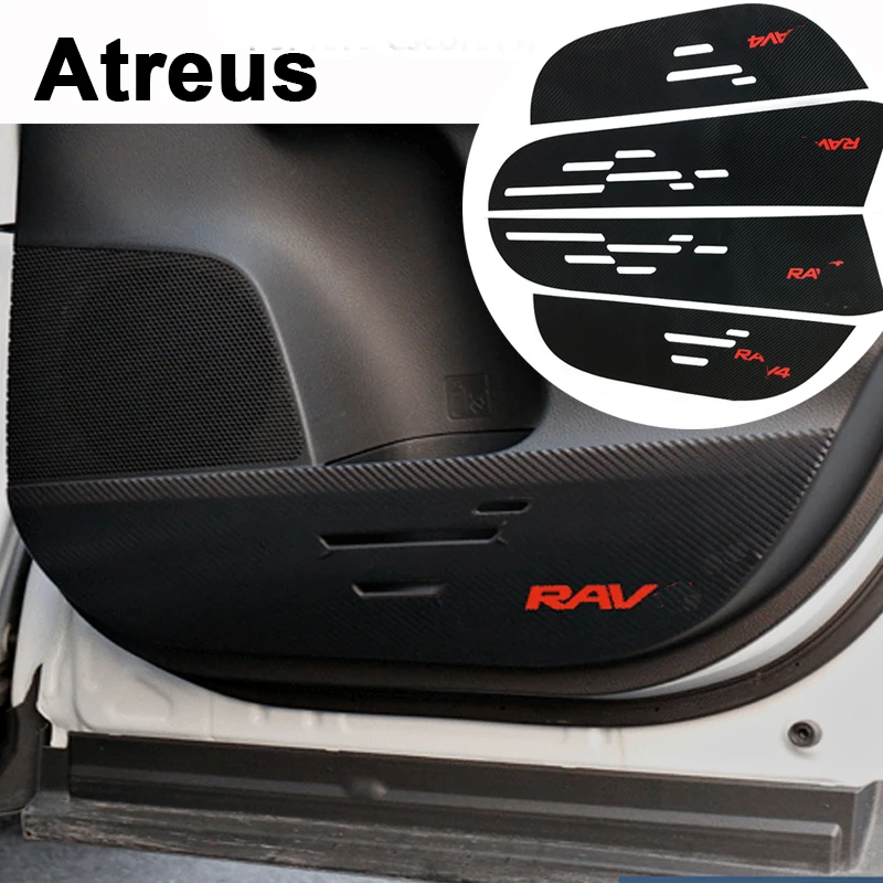 

Atreus 4pcs For Toyota RAV4 Corolla 2014 2015 2016 Car styling 3D Door Anti Kick Pad Mat Carbon Fiber Stickers Accessories
