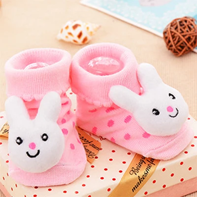Детские носки милые хлопковые носки с рисунком для мальчиков и девочек детские противоскользящие носки с 3D принтом игрушки, 18 видов, стильная одежда для новорожденных - Цвет: Pink