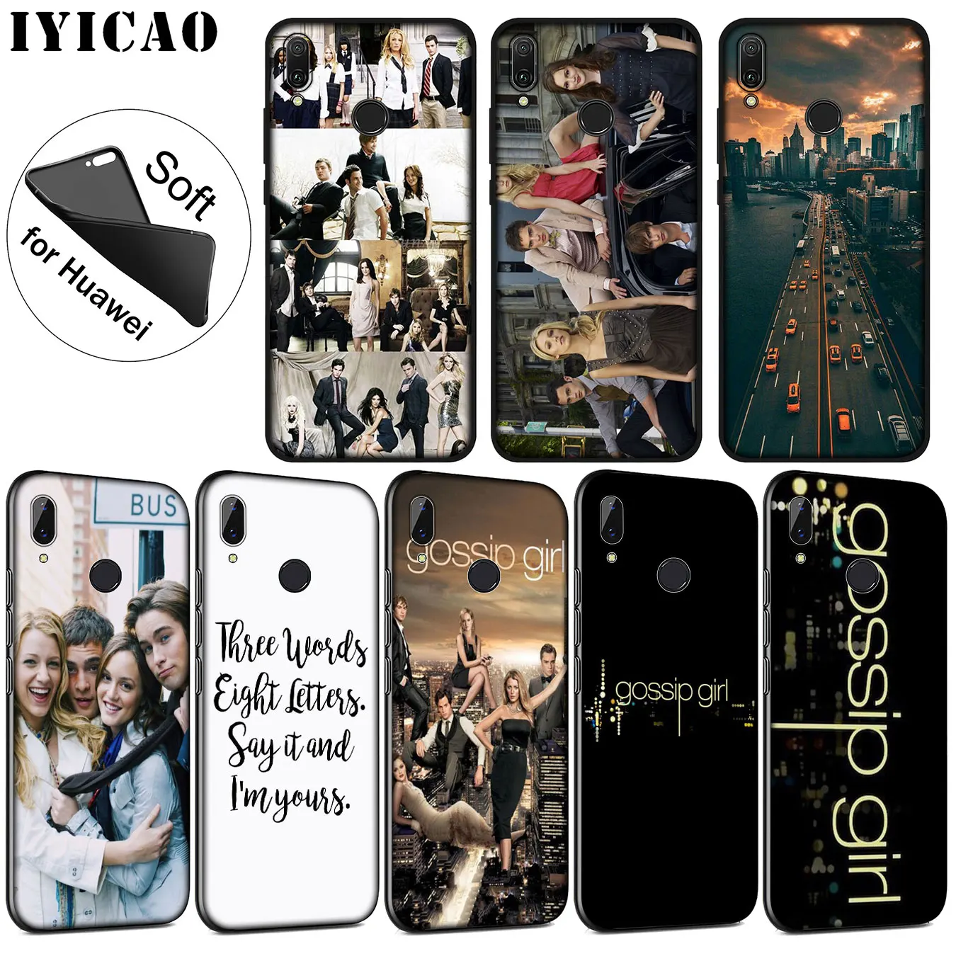 IYICAO Gossip Girl Soft Silicone Phone Case for Huawei P30 P20 Pro P10 P9 P8 Lite Mini 2017 2016 2015 P smart Z 2019 Cover |