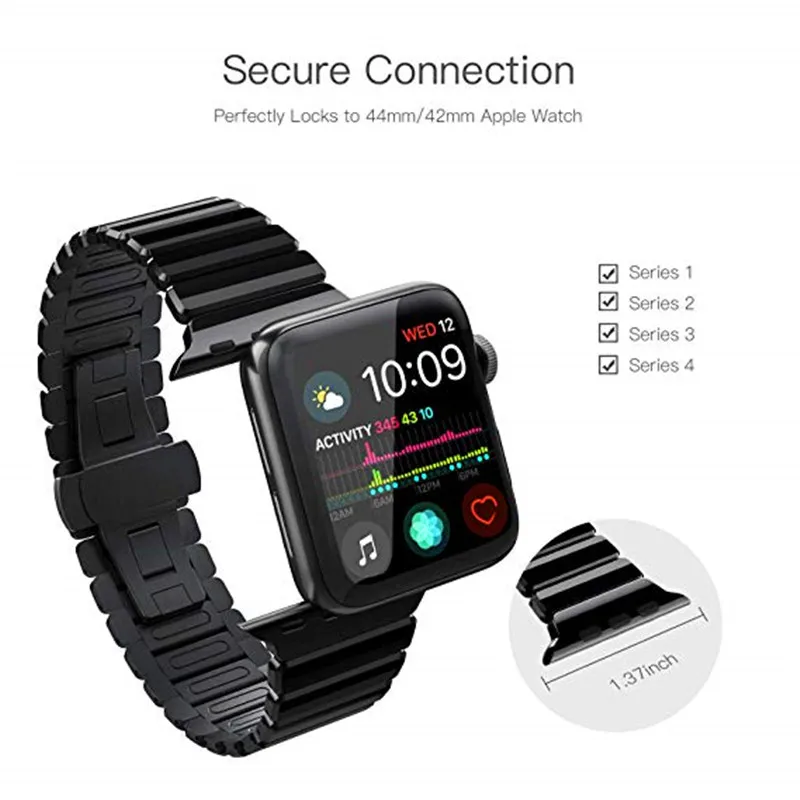 Браслет мужской из нержавеющей стали для Apple Watch band 4 44/40 мм классический деловой