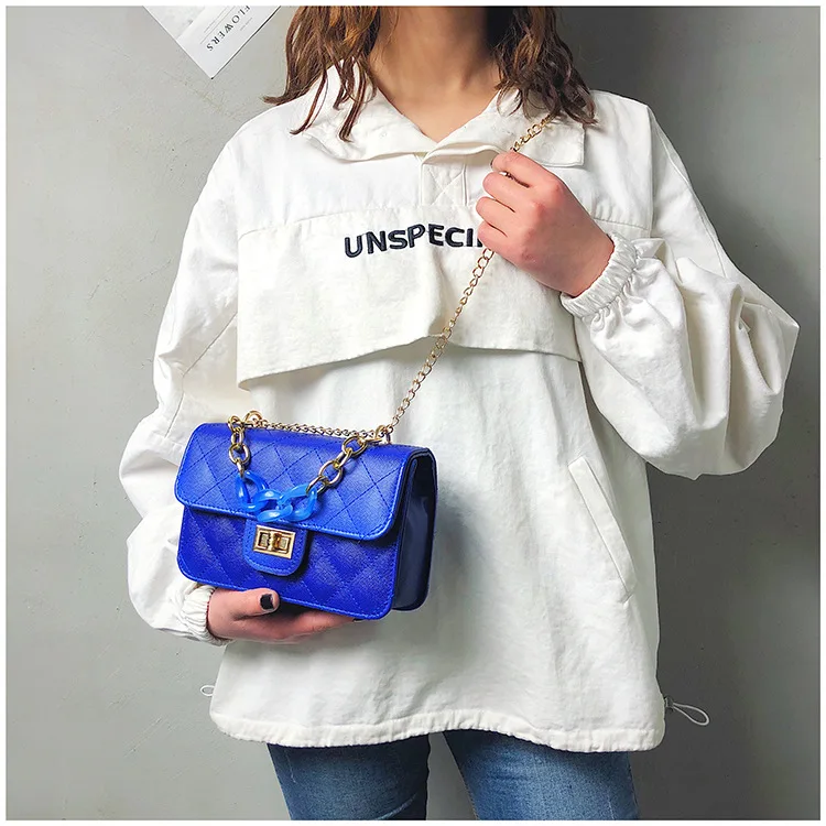 Luxury Women Classic handbag Designer Pink Blue Gradient PU Leather Lingge Shoulder Bag (17)