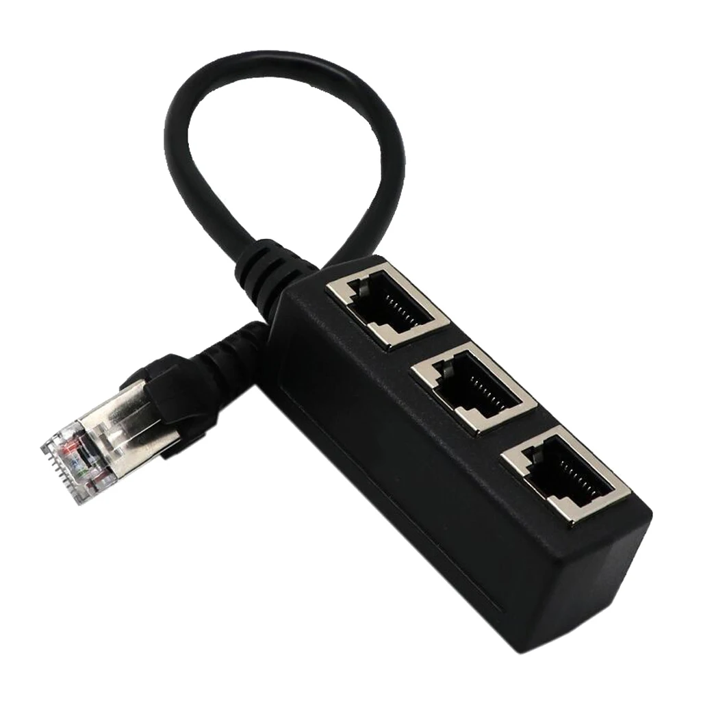 RJ45 1 to 3 Port Ethernet LAN Network Cable Splitter 3Ways Extender Adapter