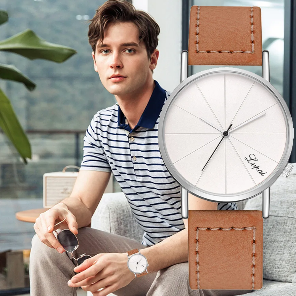 

Drop Shipping WatZh Men's LVPAI Fashion Men's Leather Belt Analog Sport Quartz Wrist WatZhes Lover's Gift Free Shipping Z115