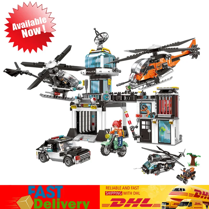 

XINGBAO 10004 City Police Chasing The Poachers +10001 The Police Operational Command Station Set Model Blocks Bricks Toys Gifts