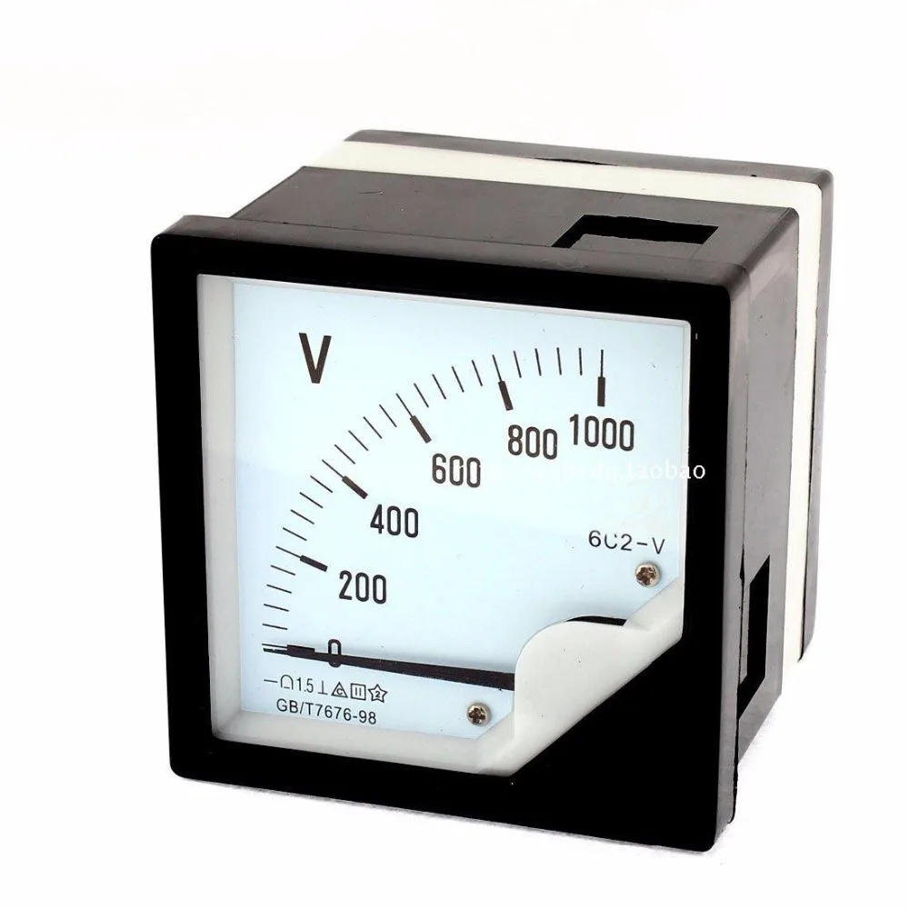 6C2-1000V DC 0-1000 В 1,5 Точность панель Аналоговый вольтметр напряжение метр Калибр Прямое измерение 80*80 мм