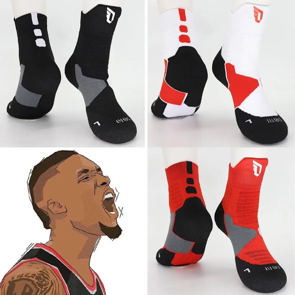 

Damian Lillard Basketball Middle Calf Cotton Thick Socks Number Zero No0 AllStar Squad Points Rebounds Assists Steals Blocks Sox