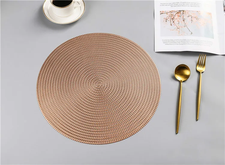  6pcs Restaurant round environmental friendly PVC meal mat Nordic anti-hot table mat steak plate pad