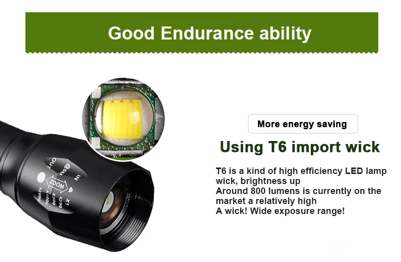 E17 фонарик 6800 люмен светодиодный XM-L T6 Факел Масштабируемые светодиодный фонарик для 3xaaa или 1x18650 Кемпинг туризм