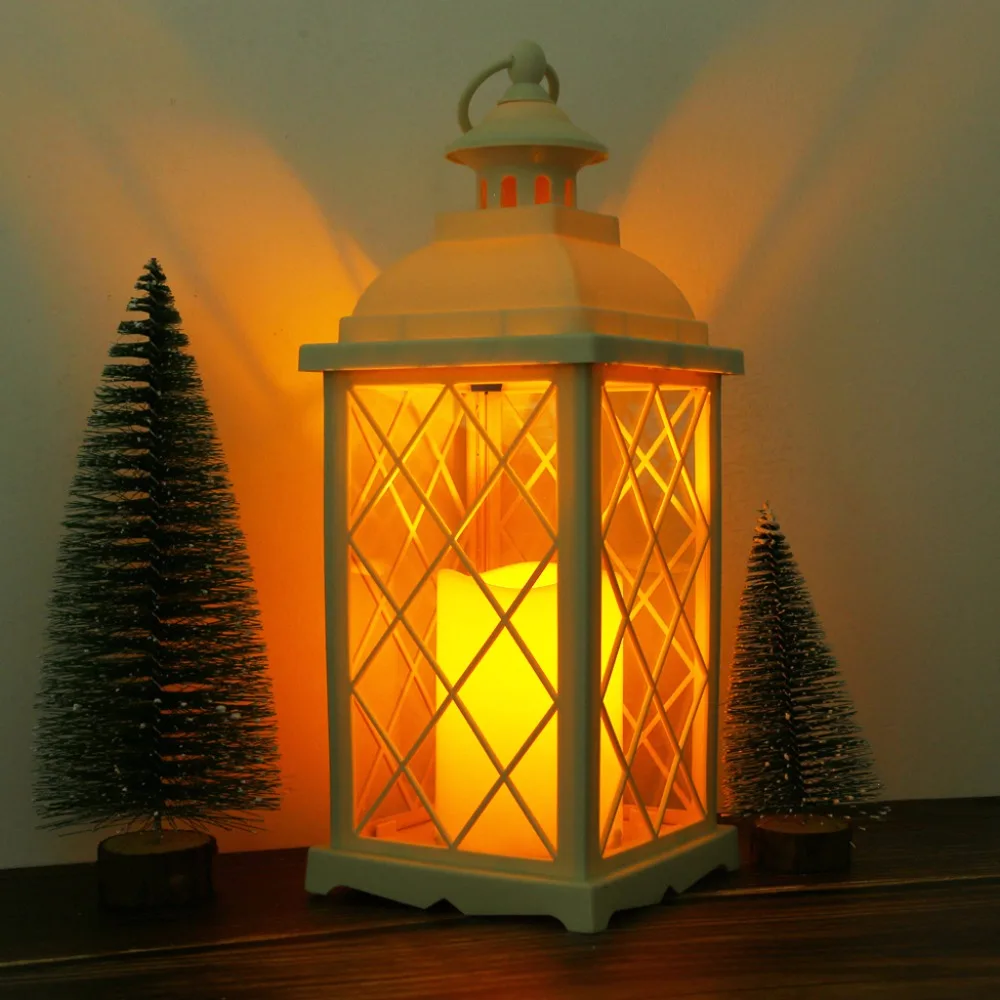 

New 14" Tall Decorative Candle Lantern LED Copper Wire String Light Hanging Lamp Decoration for Table Party Candle Lantern