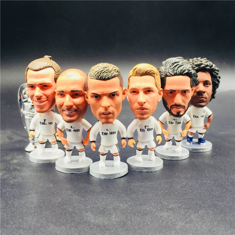 

Soccerwe Football Star Doll 6.5 cm Height Resin 2019 Season RM Ramos Modric Ronaldo Figure Isco White Kit Whole Team Collections