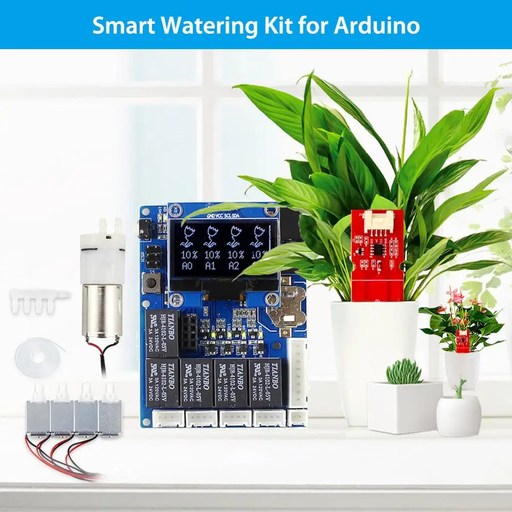 

Elecrow Smart Watering Kit for Arduino Automatic Gardening Water Plant DIY Kit Outdoor with Capacitive Soil Sensor LCD Display