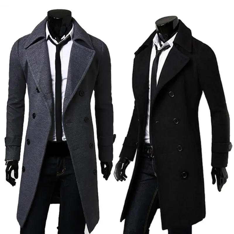 2021 Wholesale 2017 Cool Men Double Breasted Overcoat Outwear Trench ...