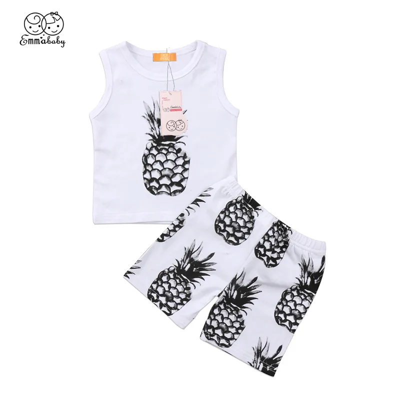 

Summer Baby Boy Cotton Clothes Set Casual Newborn Baby Boy Sleeveless Tank Top+Short Pants Baby BoyS Pineapple Clothing Set 0-3Y