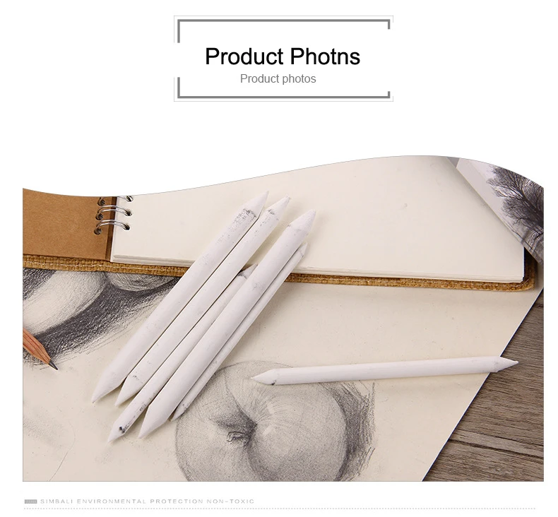 6pcs/set Blending Smudge Stump Stick Tortillon Sketch Art White Drawing Charcoal Sketcking Tool Rice Paper Pen Supplies
