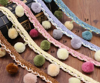 

17Yards National Colorful Hair Ball Lace Pom Pom Tassel Lace Woven Ribbons DIY Skirt Curtain Luggage Fringe Sewing Accessories