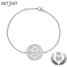 MetJakt три цвета 925 пробы серебряные браслеты с подвесками для унисекс ювелирные украшения двойное счастье и долгая жизнь кулон