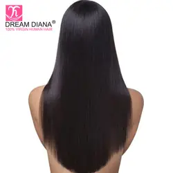 Dream бразильский шелковистый прямой парик с кружевом 150% густые натуральные волосы парики Реми бесклеевая 13x4 парики с кружевом