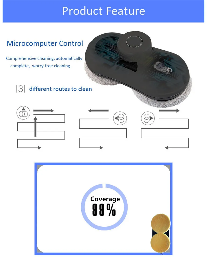 Робот-пылесос для окон, автоматическая очистка окон внутри и снаружи, анти-падение планового типа
