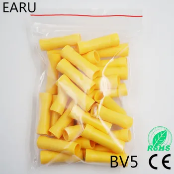 

BV5 BV5.5 Full Insulating Wire Connector wire connector 50PCS/Pack Butt Connectors Crimp Electrical Wire Splice Terminal BV
