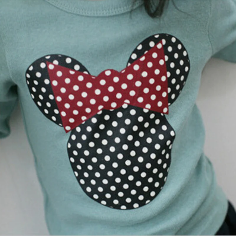 Long Sleeve T-shirt For Girls Toddler Kids Clothes Baby Girls Cartoon Print Mickey T shirts Casual Tops Tees Children's Clothing