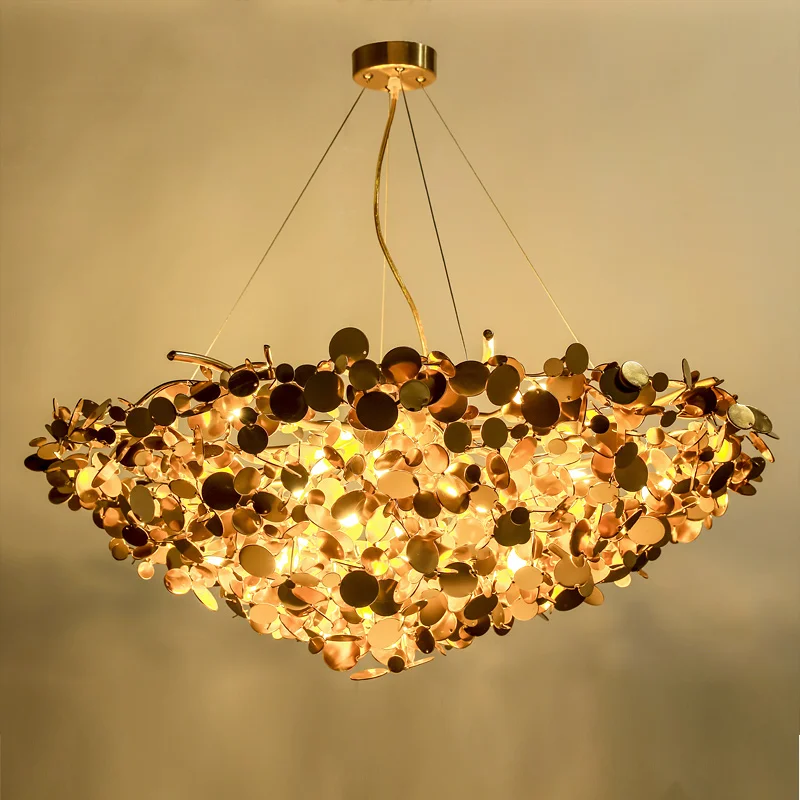 

Nordic Post modern Living room Pendant lamps Creative light luxury Bedroom Modern simple Aluminum Gold Chandelier G4 LED BULBS