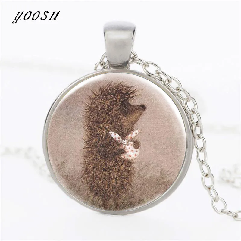 New Hedgehog In The Fog Silver Pendant Necklace Long Chian