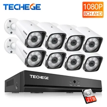 Techege 8CH 1080P камера безопасности Система 8ch DVR 1080P HDMI видео выход Водонепроницаемая камера 2 Мп камера наблюдения комплект