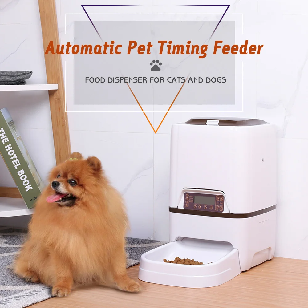 

6L Automatic Convenient Pet Timing Feeder With Voice Recorder Speake LCD Display Infrared Sensor Cat Dog Food Feeding Dispenser